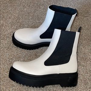 White platforms boots